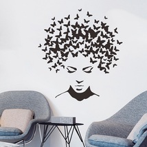 2Pk - Hot New Big Sexy Face Butterfly Salon Bedroom Decal Wall Sticker - Black - £27.87 GBP
