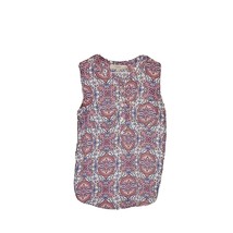 Loft Blouse Top Multicolor Women Pockets Pleated Paisley Size XS Sleeveless - $22.57