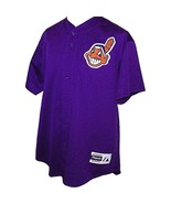 Vintage Majestic Cleveland Indians Chief Wahoo Logo Purple Baseball Jers... - £117.86 GBP