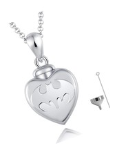 BEILIN 925 Sterling Silver Heart Cremation Jewelry Keepsake Urn Necklace... - $144.97