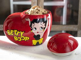 Vintage Red Heart Shaped Love Betty Boop Ceramic Cookie Jar Collectible Figurine - £30.12 GBP