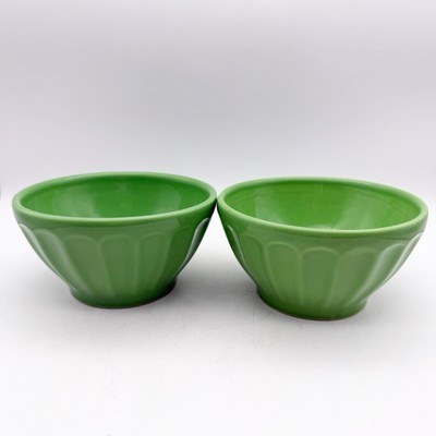 2 Anthropologie BISCUIT 5 1/2&quot; Latte Bowls Green Portugal Soup Cereal - $32.00