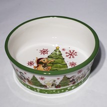 Cypress Home Happy Holidays Cat Christmas Trees 5&quot; Ceramic Kitty Pet Food Bowl - £11.76 GBP