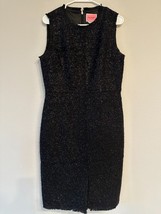 KATE SPADE Sz 10 Black Sparkle Dress Sleeveless Fringe Wool Blend - $188.09