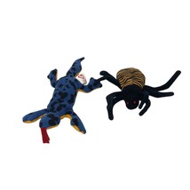 Lot of 2 Ty Beanie Babies  Spinner the Spider &amp; Lizzy the Lizard Black Blue - £11.59 GBP