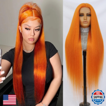Felek 40 Inch Ginger Orange 13x6 Lace Front Straight Wigs Super Long Syn... - $76.47