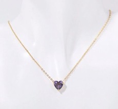 Amethyst &amp; Gold Heart Necklace - February Birthstone Necklace - $12.56
