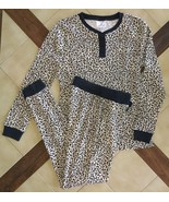 SERRA Women&#39;s Beige/Black Leopard Print Waffle Knit Thermal Sleepwear Se... - $14.60