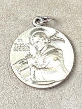 Vintage St Thomas Aquinas Antaya Sterling Silver Round Medal Patron of Scholars - $24.74