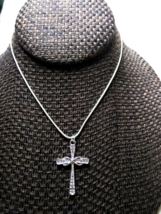 Cross Necklace Sterling Chain For Women or Men Gift Ideal E Valentines Day - £7.96 GBP