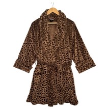 Soma Robe Womens Small Medium Brown Cheetah Leopard Print Plush Belted Cozy - $546.51 MXN
