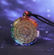 OM Meditation Natural Crystal Chakra Orgonite Energy Pendant  - £23.77 GBP