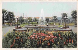 Beverly Hills Hotel Park Fountain Los Angeles California 1910c Phostint postcard - £6.18 GBP