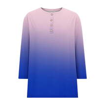 Blouse for Women Plus Sleeve Round Neck Printed Casual Button T-shirt Si... - $6.00