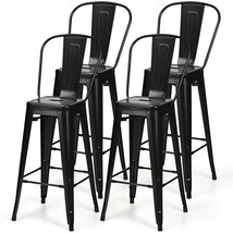 Set of 4 Black 30" Height High Back Metal Industrial Bar Stools - $677.54 CAD