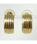 Ribbed Goldtoned .75&quot; Hoop Pierced Earrings - £7.09 GBP