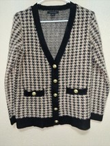 TAHARI brown/black  Long Sleeve Cardigan With gold Button and Pockets sz s new - £73.02 GBP