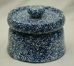 Cobalt Blue Speckled Cookie Candy Jar Canister Country Farm Kitchen Stor... - £33.72 GBP