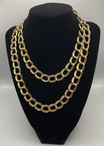 35 inch long gold tone chunky double curbed linked chain necklace or belt - £224.04 GBP