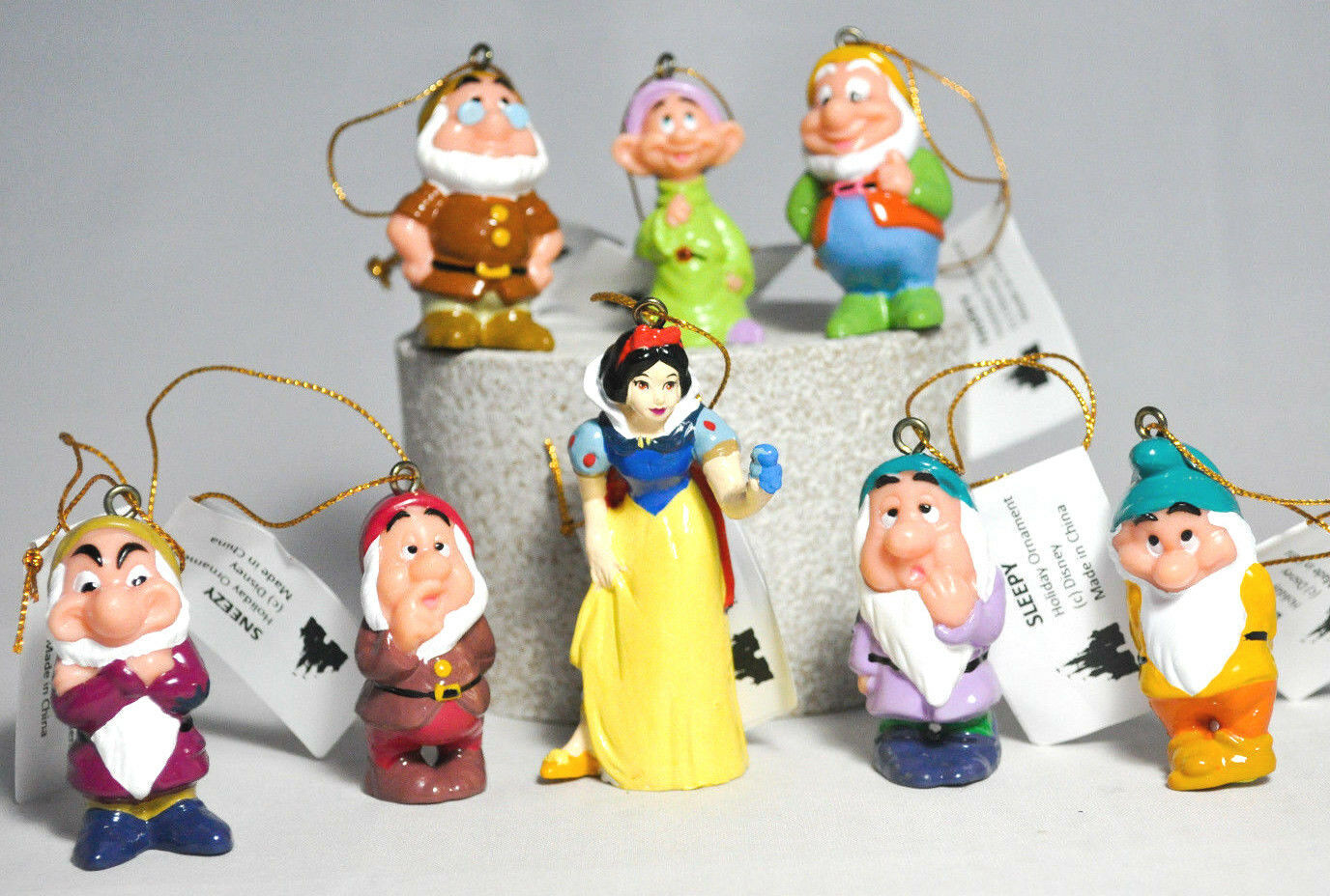 Snow White & Seven Dwarfs - Set of Eight Figures - Disney - Holiday Ornaments