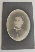 Vintage Cabinet Card Portrait of Woman in Black Dress with Jewelry - £14.24 GBP