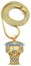 Basketball Et Filet Neuf Pendentif avec Strass Collier Sur 61cm Longue Chaîne - £9.90 GBP