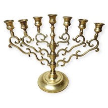 Jewish Brass Menorah 7 Branches 13 Inch Height 33 CM Judaica Israel Hanukkah - $129.95