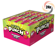 Full Box 24x Packs Sour Punch Strawberry Mouthwatering Sour Straws Candy | 2oz - £27.47 GBP