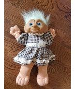 VINTAGE TREASURE TROLL PLASTIC HEAD PLUSH BODY DOLL 1991 Checkered Dress... - $264.16 MXN
