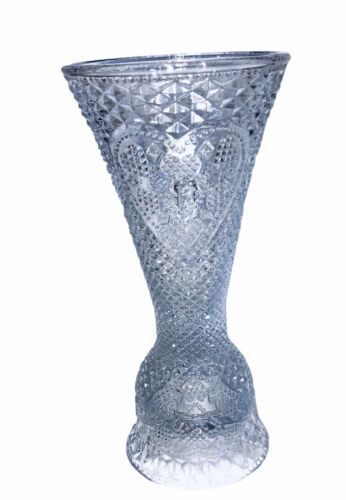 Vintage 1979 Avon Fostoria Clear Glass Hearts & Diamond Candle Stick Holder/Vase - $14.76