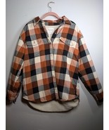 Natural Reflection Sherpa Fleece Lined Hooded Flannel Shirt Jacket Women... - $33.85 CAD
