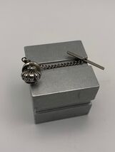 Vintage Silver Tone Crown Tie Tack with Chain - $7.90