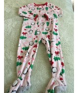 Child Of Mine Girls Pink Penguins Santa Trees Fleece Long Sleeve Pajamas 2T - $8.06 CAD