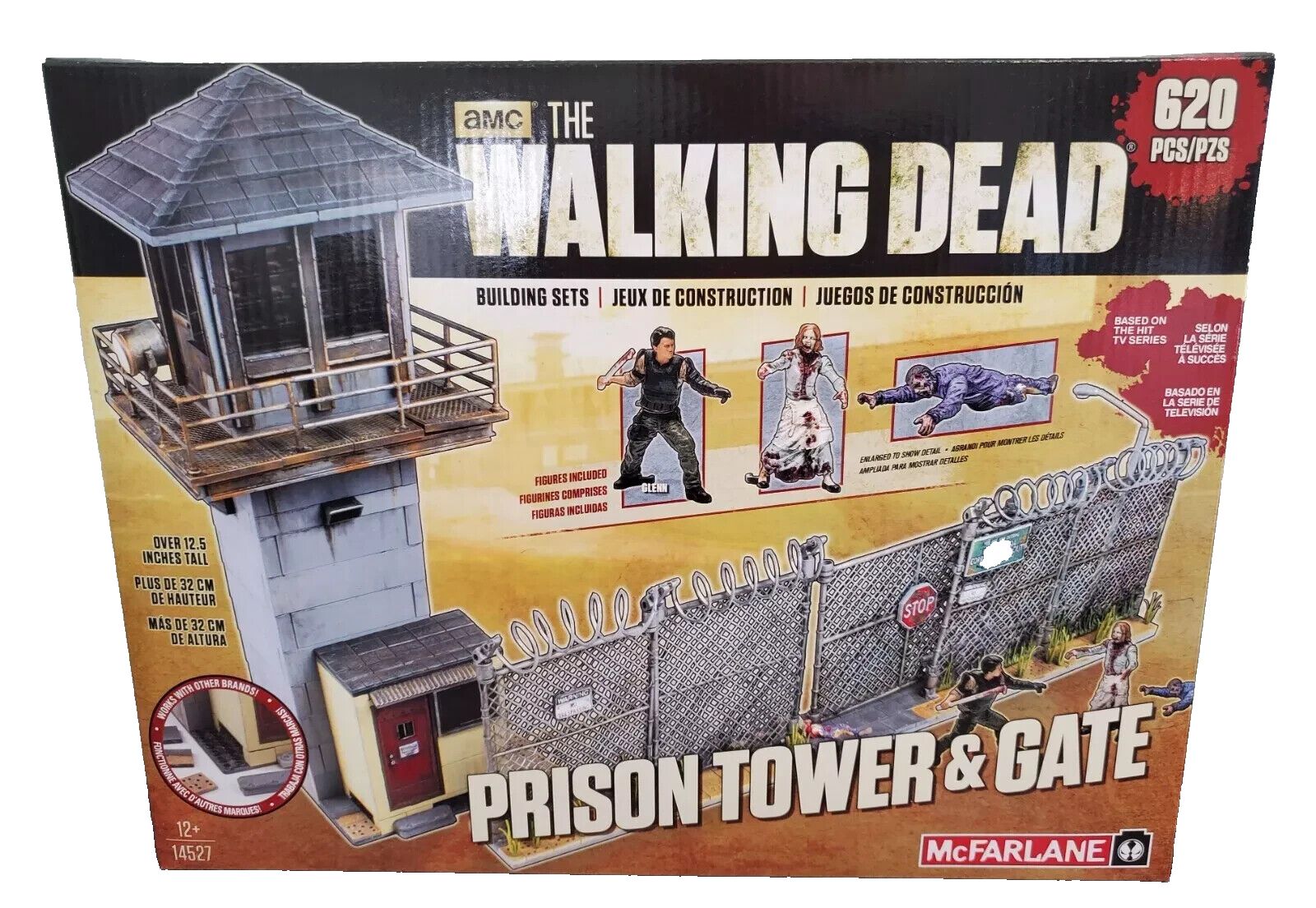 AMC The Walking Dead Prison Tower &amp; Gate 620 Piece Building Set McFarlan... - $48.51