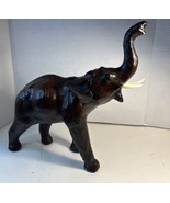 Handmade Leather Wrapped Glass Eye Elephant Figure L12”xW5”xH14” 1 Lb 13... - £16.89 GBP