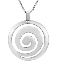 Modern Geometric Round Swirl Maze Sterling Silver Pendant Necklace - £17.68 GBP