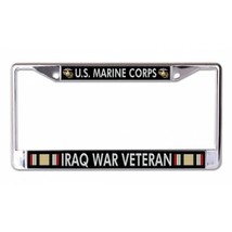 usmc marine corps iraq war veteran military flag chrome license plate frame - £23.72 GBP