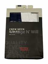 Levis Jeans Mens XL Navy Blue/ White Slim Fit Premium Cotton T-Shirt - 2 Pack - £15.01 GBP