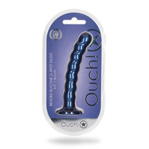 Shots Ouch! Beaded Silicone 6.5 in. G-Spot Dildo Metallic Blue - £35.34 GBP