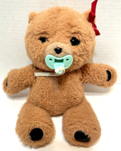 Little Live Pets Plush Stuffed Brown Teddy Bear Blue Pacifier Tested and Working - £13.02 GBP