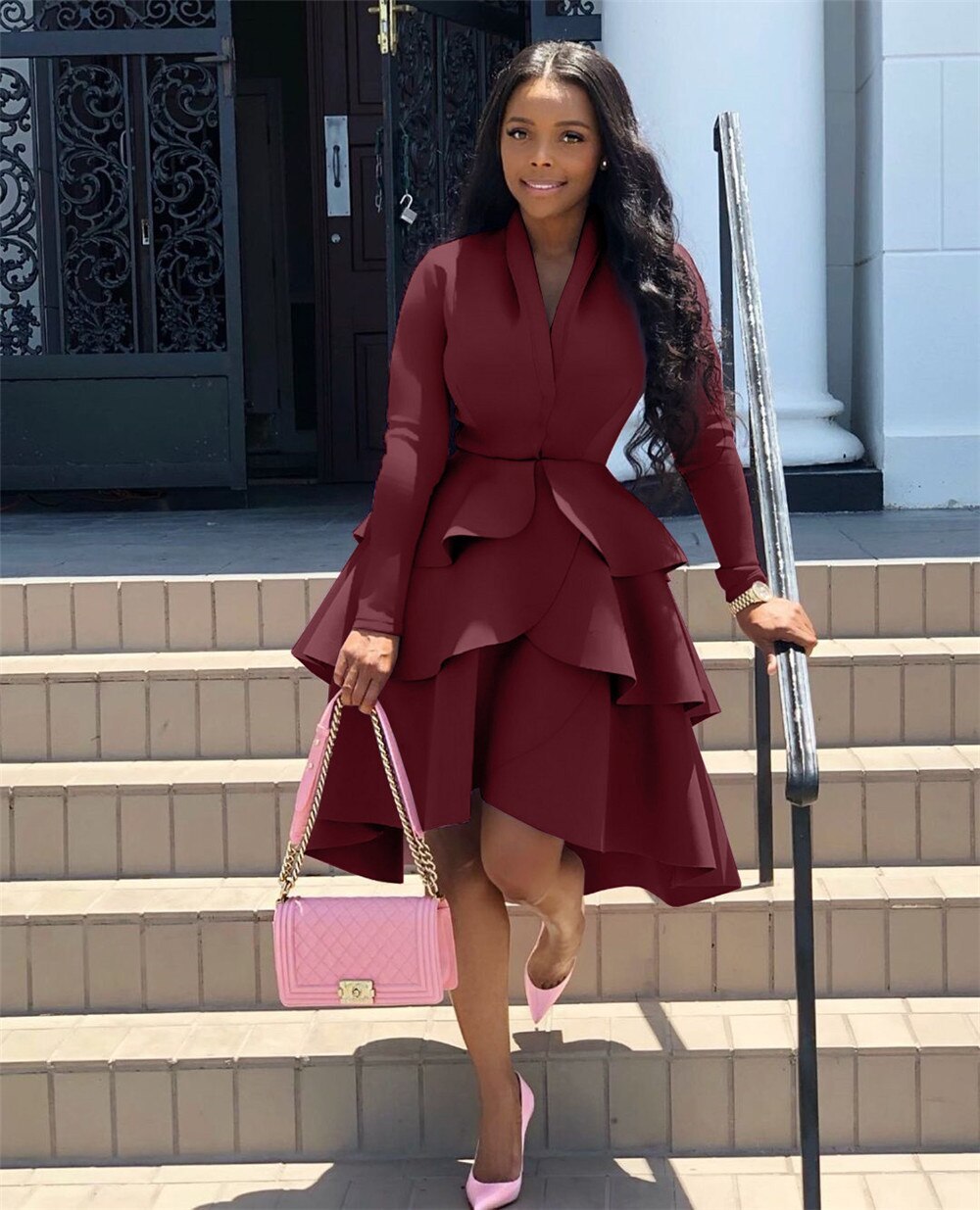 Work Wear Business Ruffles A-line Midi Dresses Item image 8