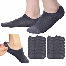 12 No Show Socks Thin Grey Loafer Soft Men 10-13 Sneakers Low Cut Non Slip Grips - £25.05 GBP