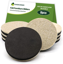 Felt Furniture Sliders for Hardwood Floors 8 PCS - 3 1/2 Inch Furniture ... - $13.33