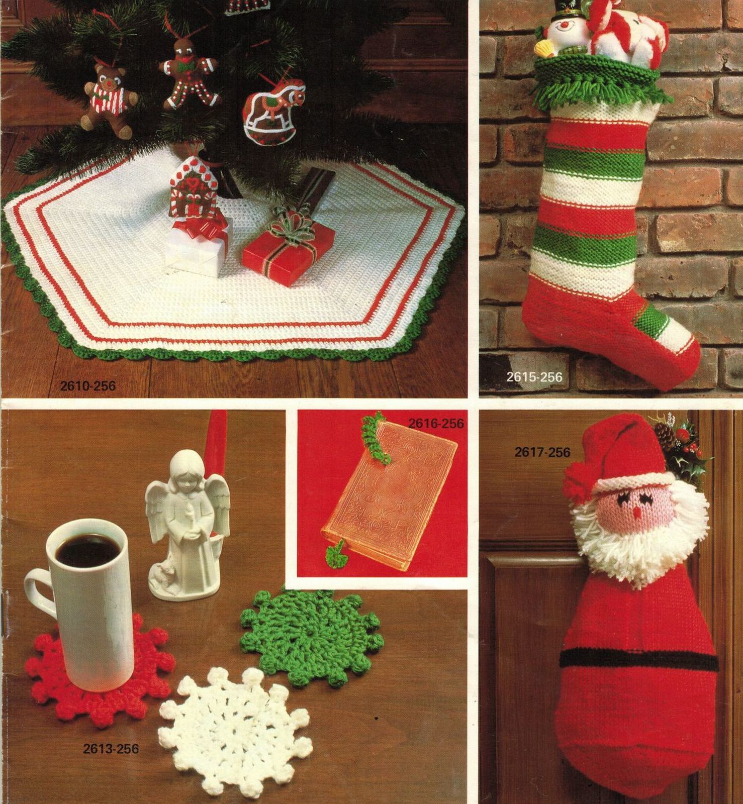 Christmas Stockings Tree Skirt Coasters Placemat Tabriz Knit Crochet Patterns - £10.21 GBP