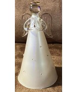 Christmas Vtg Glass Angel Praying Hands Ornament 6&quot; Clear White Holiday - $13.99