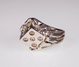 Men&#39;s Large 3-D Dice Sterling Silver Ring By BAR USA Size 12 - £275.54 GBP