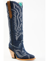 Corral Women&#39;s Denim Embroidered Tall Pointed Toe Western Boots - £173.11 GBP