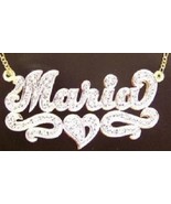 Personalized Gold Overlay Double 3d Name Plate Necklace Free Chain /b7 - €34,45 EUR
