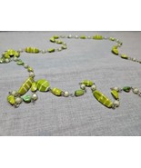 Green Stone Fashion Costume Jewelry Necklace, Clasp Extra Long, 54&#39;&#39; - $9.99