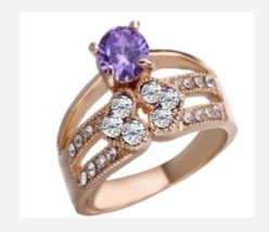 Gold Lavender Gemstone Ring Size 5 6 7 8 9 10 - $39.99